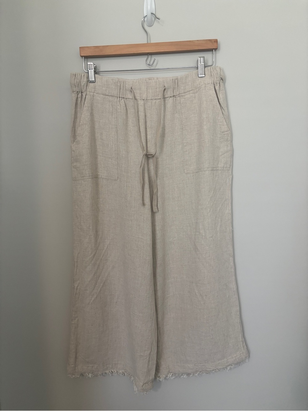 Beautiful Thread & Supply Natural Beige Wide-Leg Linen-Blend Pants - Size XL